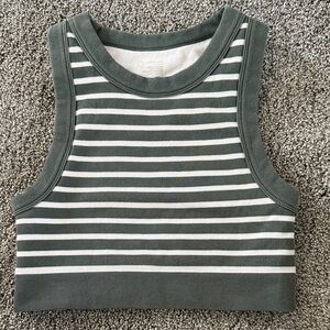 Striped Green and White Kids Tank Top